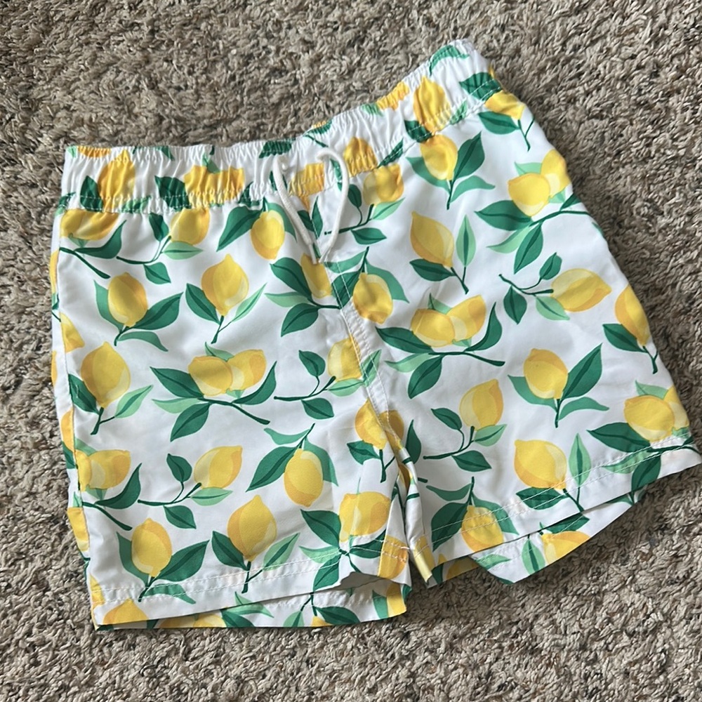 Janie and Jack Lemon Print Swim Trunks - Yellow and Green